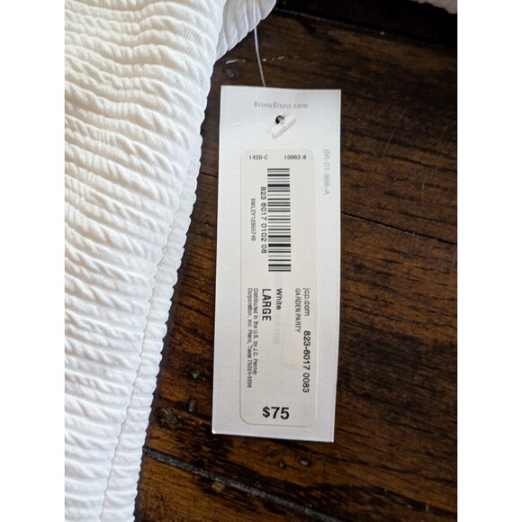 NWT Bisou Bisou L White Cold Shoulder Blazer Cardigan Jacket Textured Knit - Picture 5 of 11